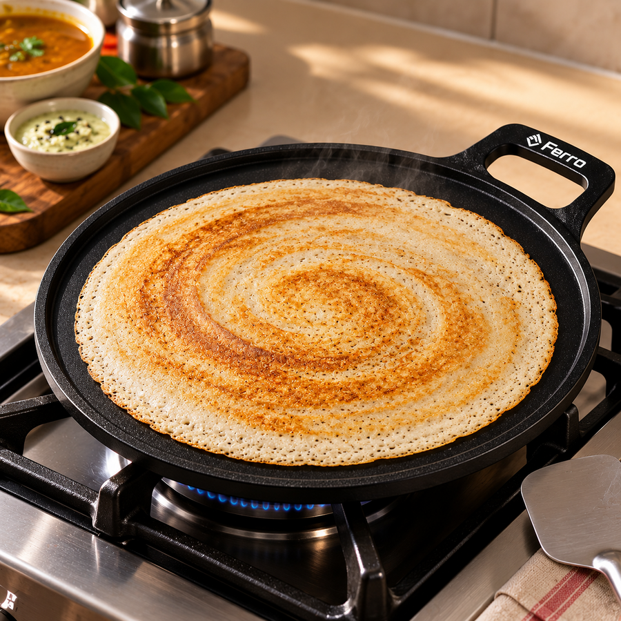 Single Handle Dosa Tawa cooking dosa