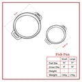 Ferro Cast Iron Fish Pan size chart