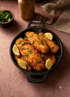 Ferro Cast Iron Fish Pan with cooked fish