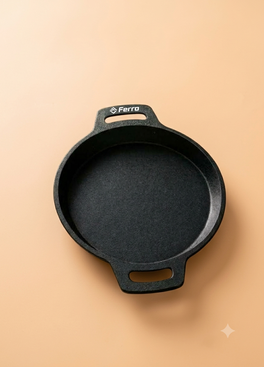 Ferro Cast Iron Fish Pan on beige background