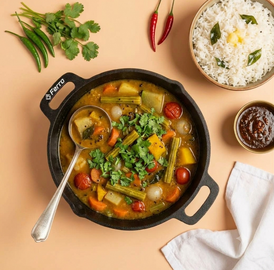 Ferro Skillet – vegetable curry cooking scene