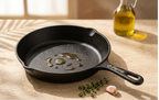 Ferro Cast Iron Fry Pan with cooking oil