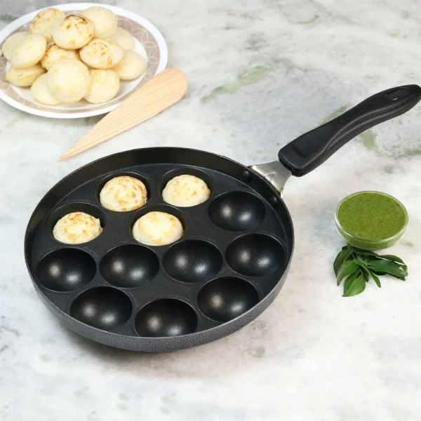 12-Pit (12 hollows) Cast-Iron Appam Pan